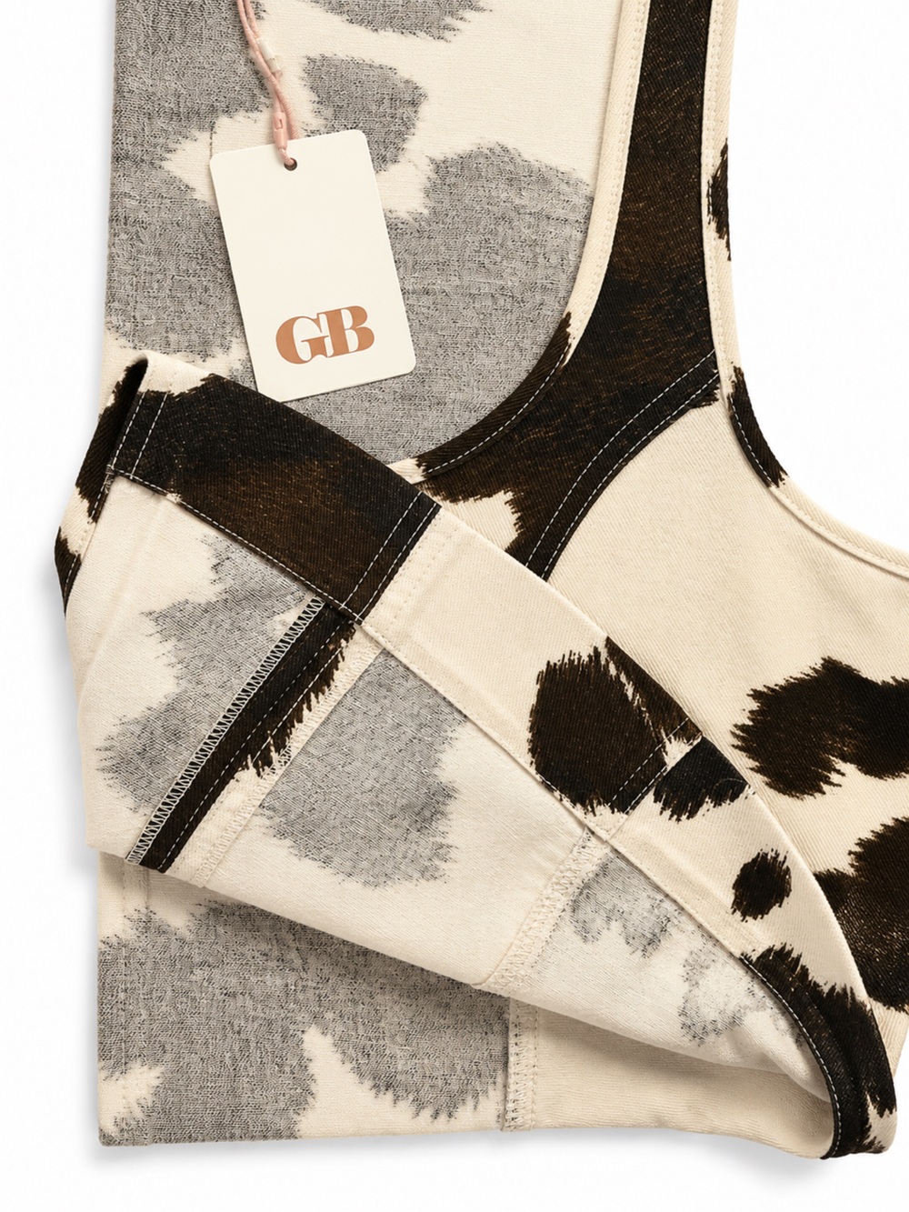 🤎🤍 GB Gianni Bini Cow Print Front Tie Crop Top • Size Medium • NWT NOT FOR SALE - Picture 7 of 14